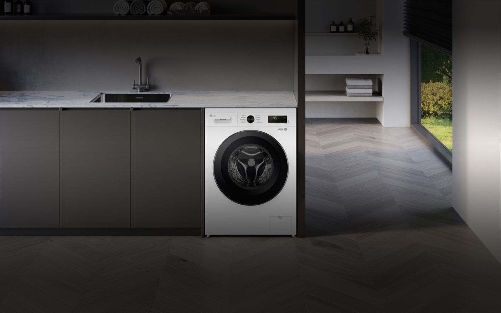 Waschmaschine in Waschküche